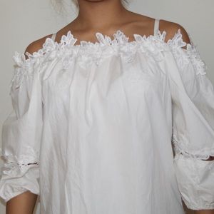Forever 21 lacy floral, off-shoulder blouse